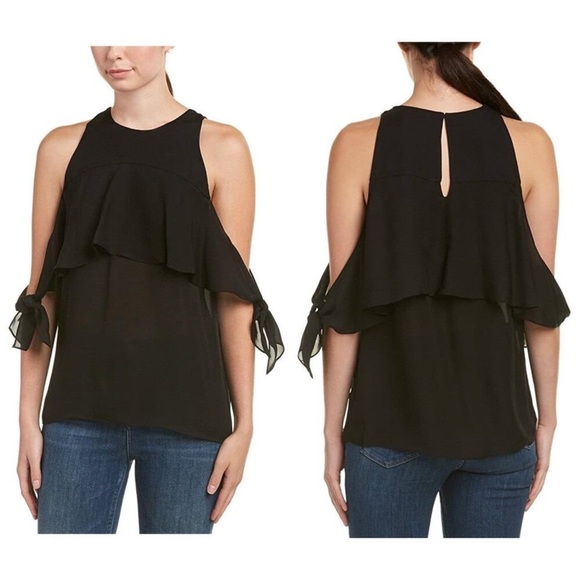 🔥SALE🔥 Ramy Brook black silk Penelope sleeveless top with OTS ties NWT Sm - Picture 2 of 10